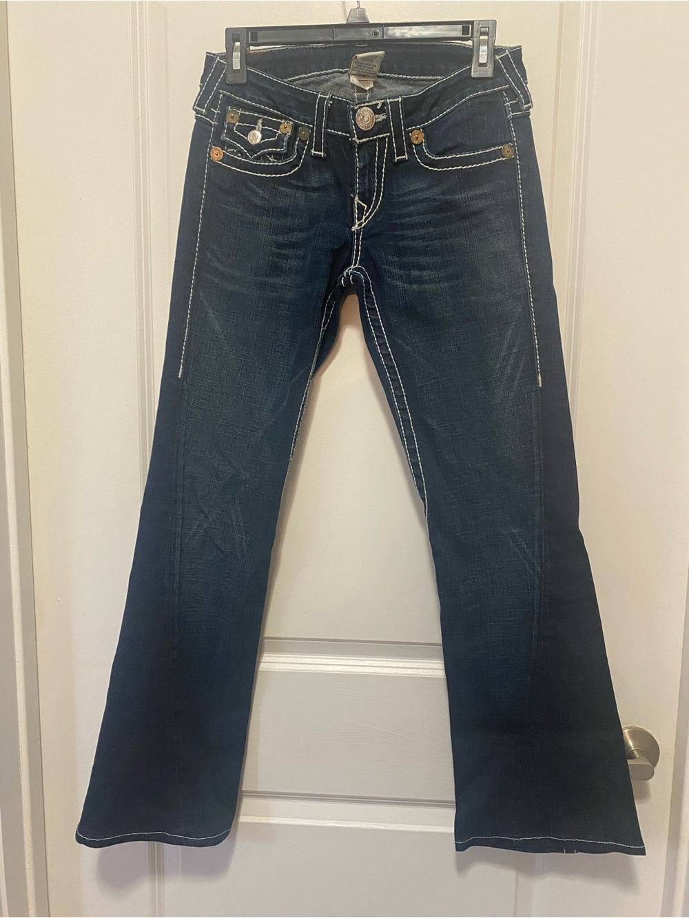 True Religion Dark Blue Jeans with White Stitching